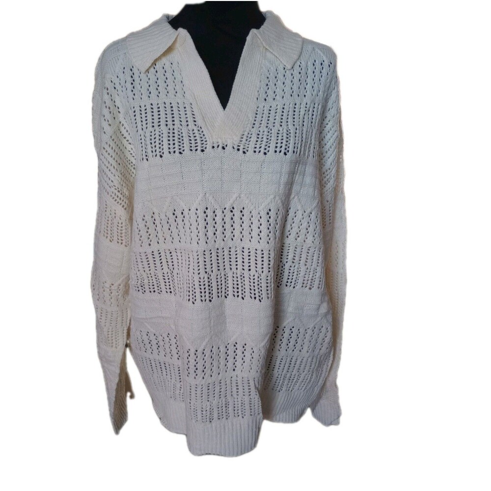 Heberton Women's M  Loose Knit Pull Over Cream Sweater, NWOT